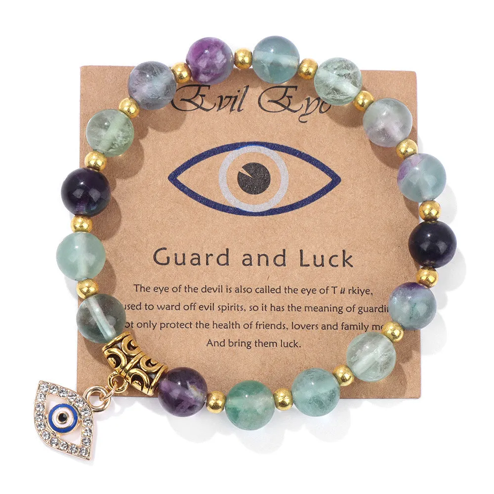 Wholesale Natural Stone Beads Devil Eye Pendant Bracelet
