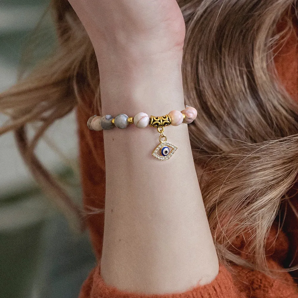 Wholesale Natural Stone Beads Devil Eye Pendant Bracelet