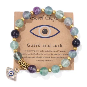 Wholesale Natural Stone Beads Devil Eye Pendant Bracelet
