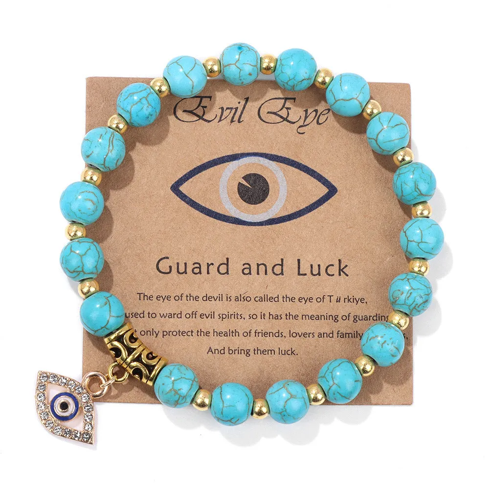 Wholesale Natural Stone Beads Devil Eye Pendant Bracelet