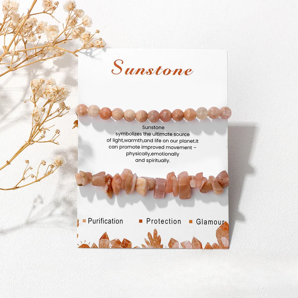 Wholesale Natural Stone Card Gravel Double Layer Bracelet