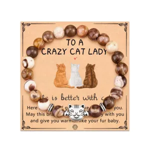 Wholesale Natural Stone Cat Black Magnet Tabby Bracelet