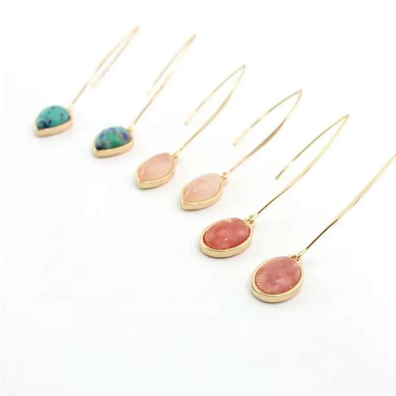 Wholesale Natural Stone Inlaid Drop Earrings