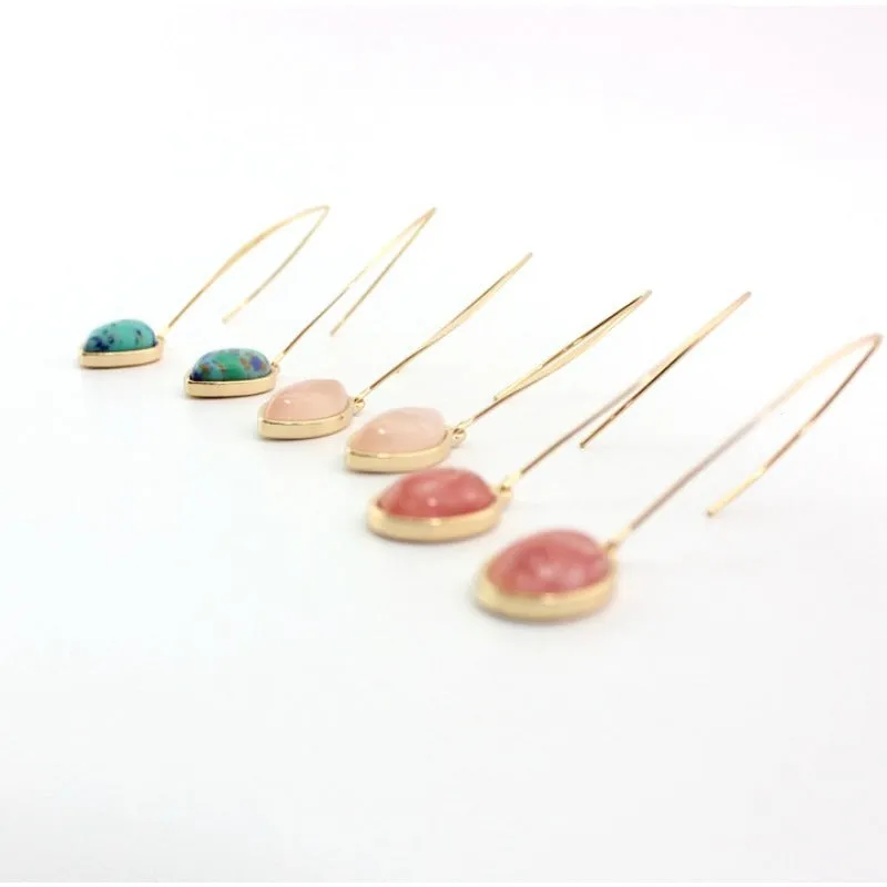 Wholesale Natural Stone Inlaid Drop Earrings