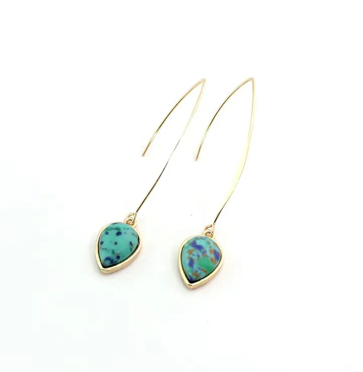 Wholesale Natural Stone Inlaid Drop Earrings