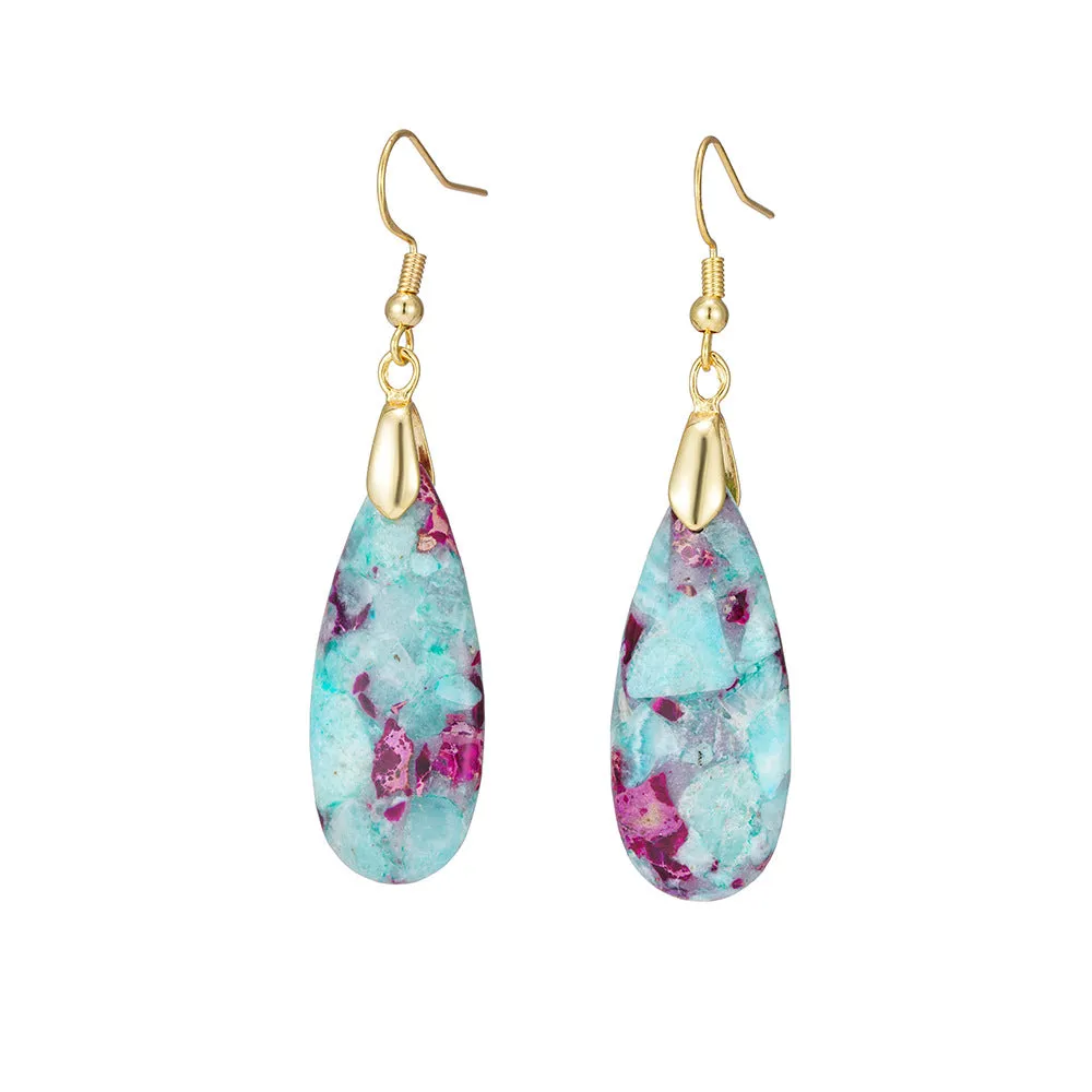 Wholesale Natural Stone Long Bohemian Earrings