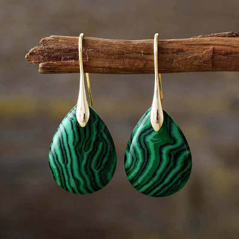 Wholesale Natural Stone Powder Crystal Pendant Earrings