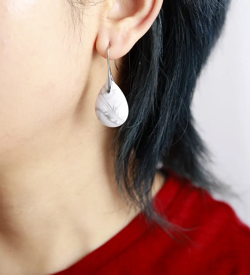 Wholesale Natural Stone Powder Crystal Pendant Earrings
