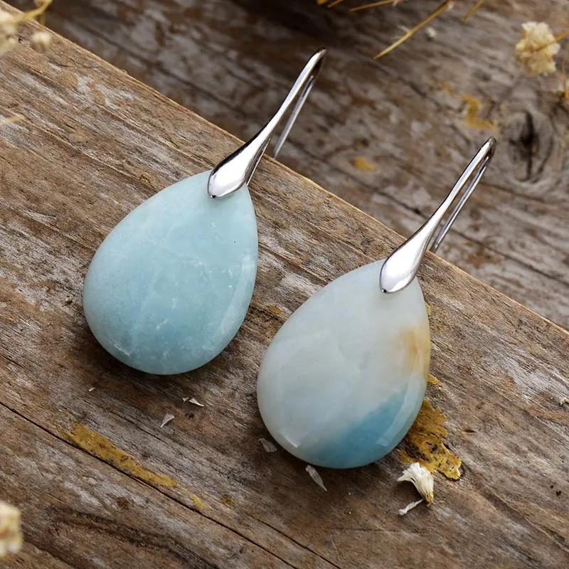 Wholesale Natural Stone Powder Crystal Pendant Earrings