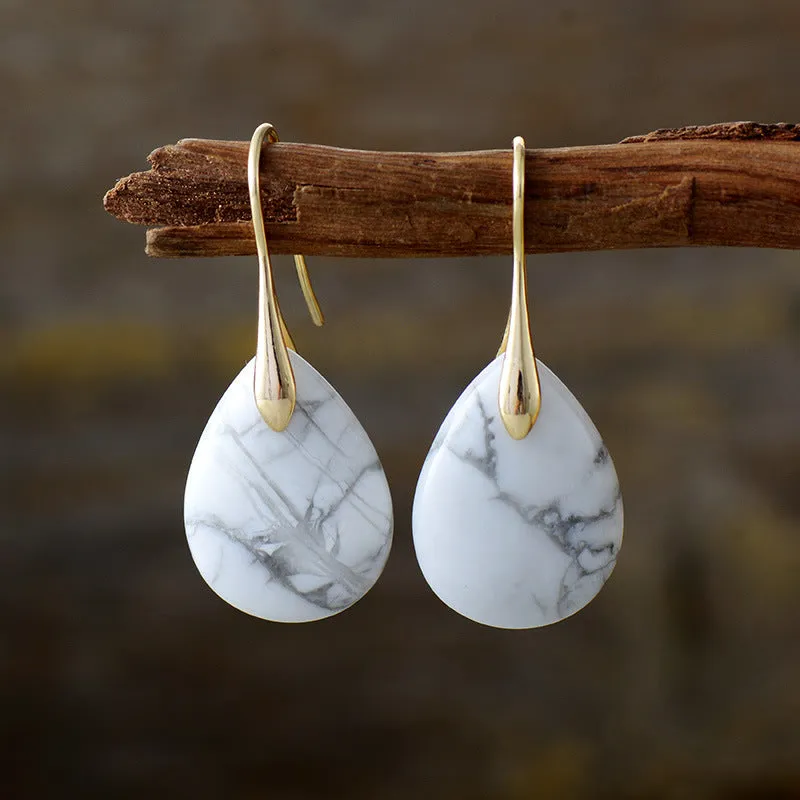 Wholesale Natural Stone Powder Crystal Pendant Earrings