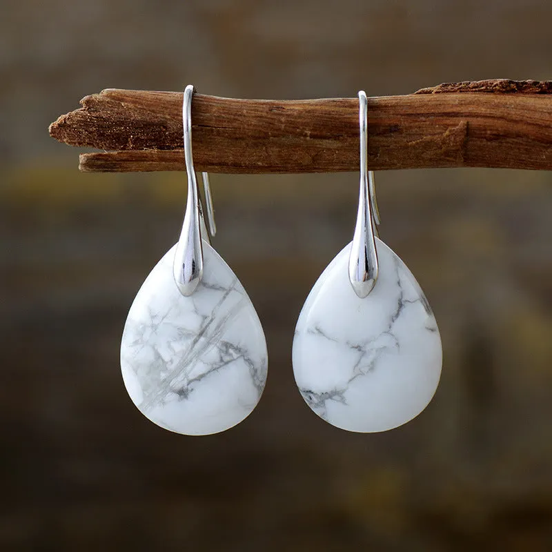 Wholesale Natural Stone Powder Crystal Pendant Earrings