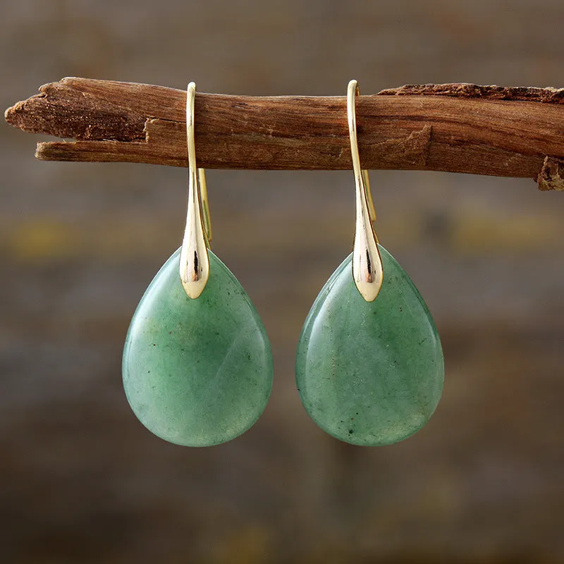 Wholesale Natural Stone Powder Crystal Pendant Earrings
