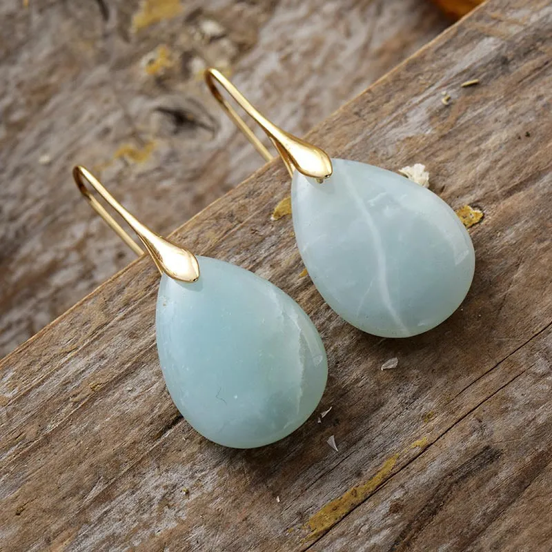 Wholesale Natural Stone Powder Crystal Pendant Earrings