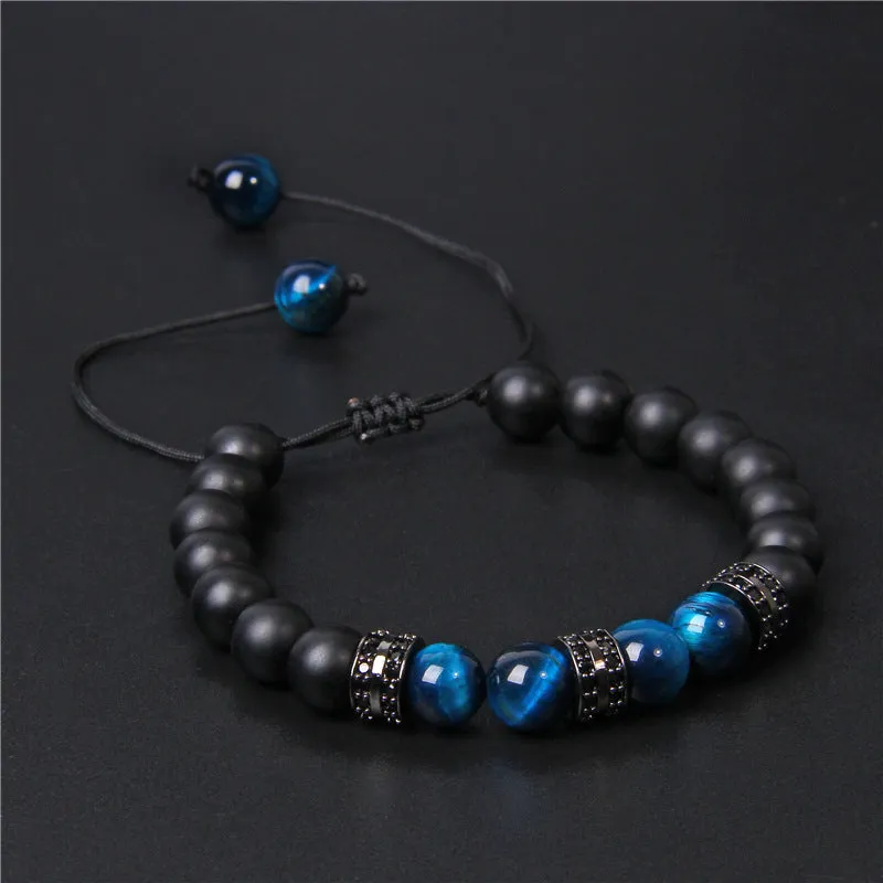Wholesale Natural Stone Tiger Eye Beads Matte Beads Micro Setting Spacer Woven Bracelet