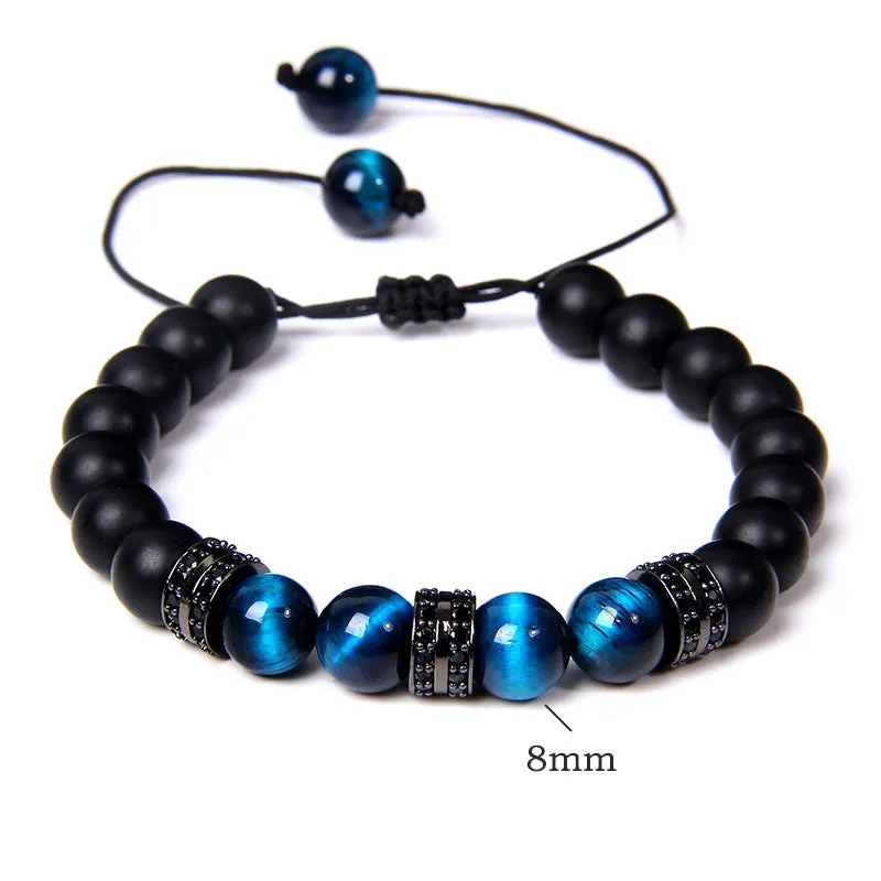Wholesale Natural Stone Tiger Eye Beads Matte Beads Micro Setting Spacer Woven Bracelet