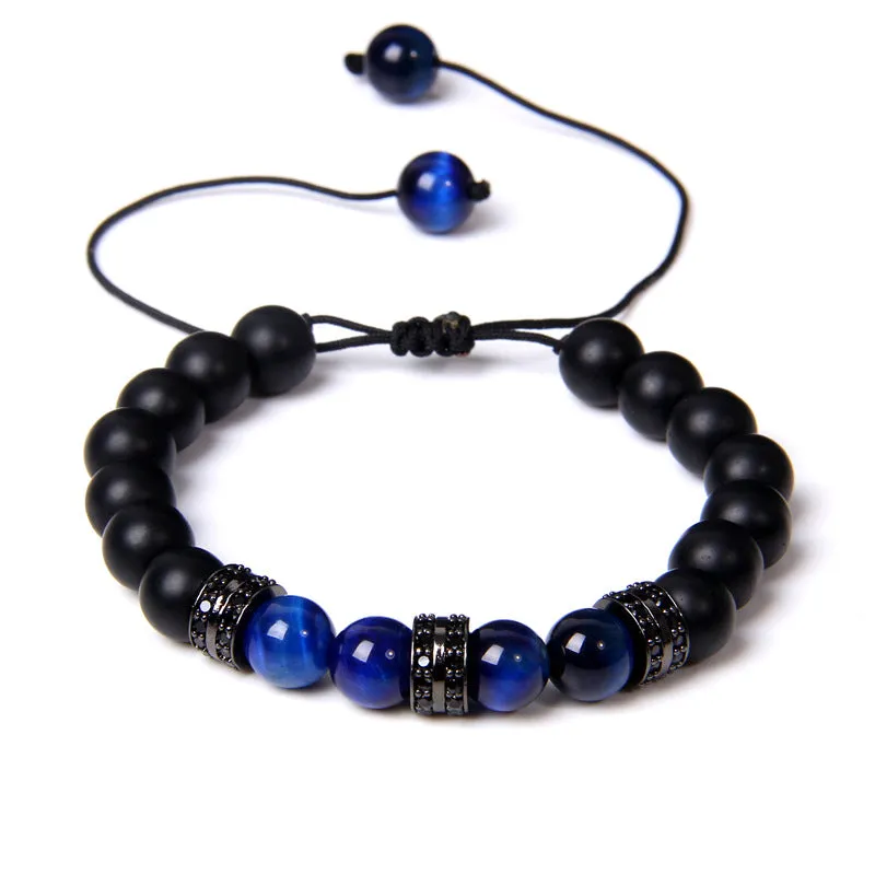 Wholesale Natural Stone Tiger Eye Beads Matte Beads Micro Setting Spacer Woven Bracelet