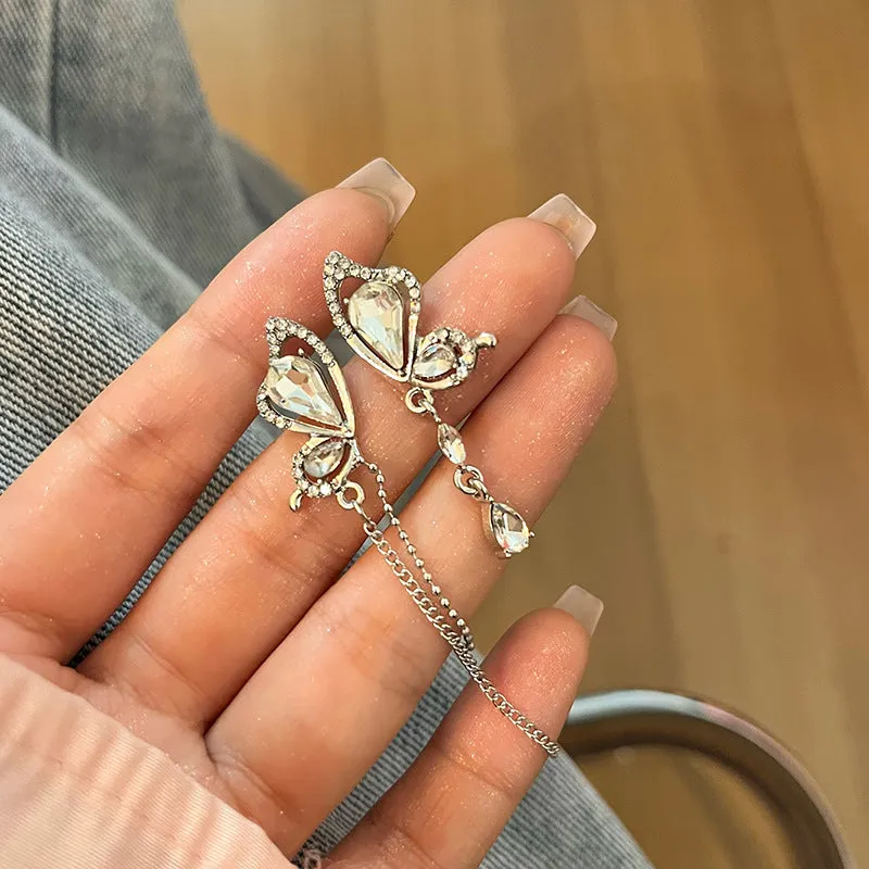 Wholesale Needle Elegant Love Heart Full Drill Crystal Earrings Fashionable High-end Feel Jewelry Accessories