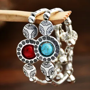 Wholesale Nepalese ethnic style Tibetan silver bell bracelet niche vintage turquoise bracelet