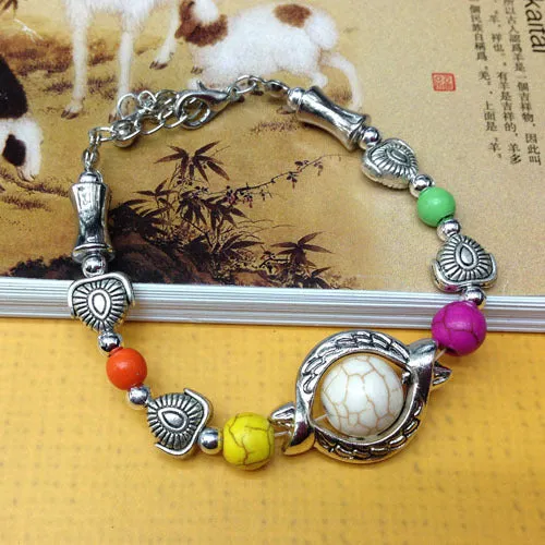 Wholesale Nepalese Retro Ethnic Style Turquoise Alloy Bracelet