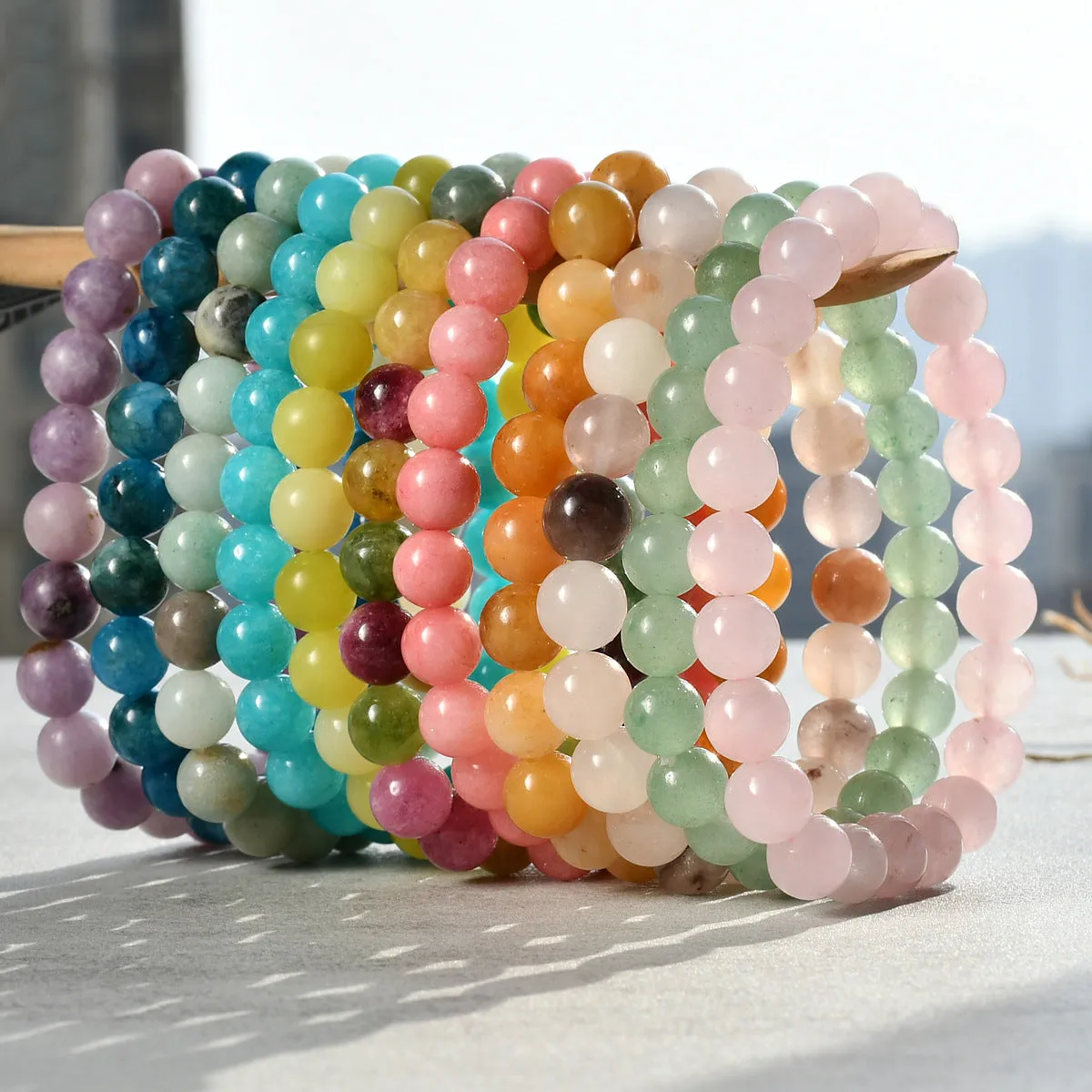 Wholesale New Chinese bracelet 8mm round beads natural stone bracelet