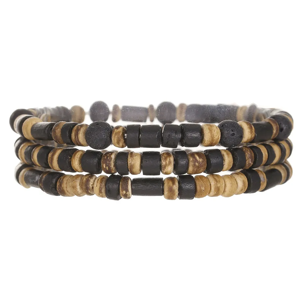 Wholesale New Coconut Shell Wood Chip Multilayer Bracelet Set