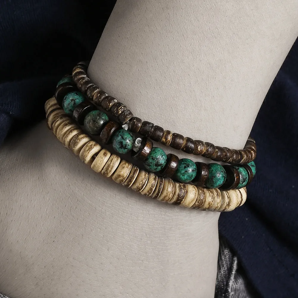 Wholesale New Coconut Shell Wood Chip Multilayer Bracelet Set