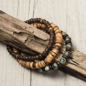 Wholesale New Coconut Shell Wood Chip Multilayer Bracelet Set