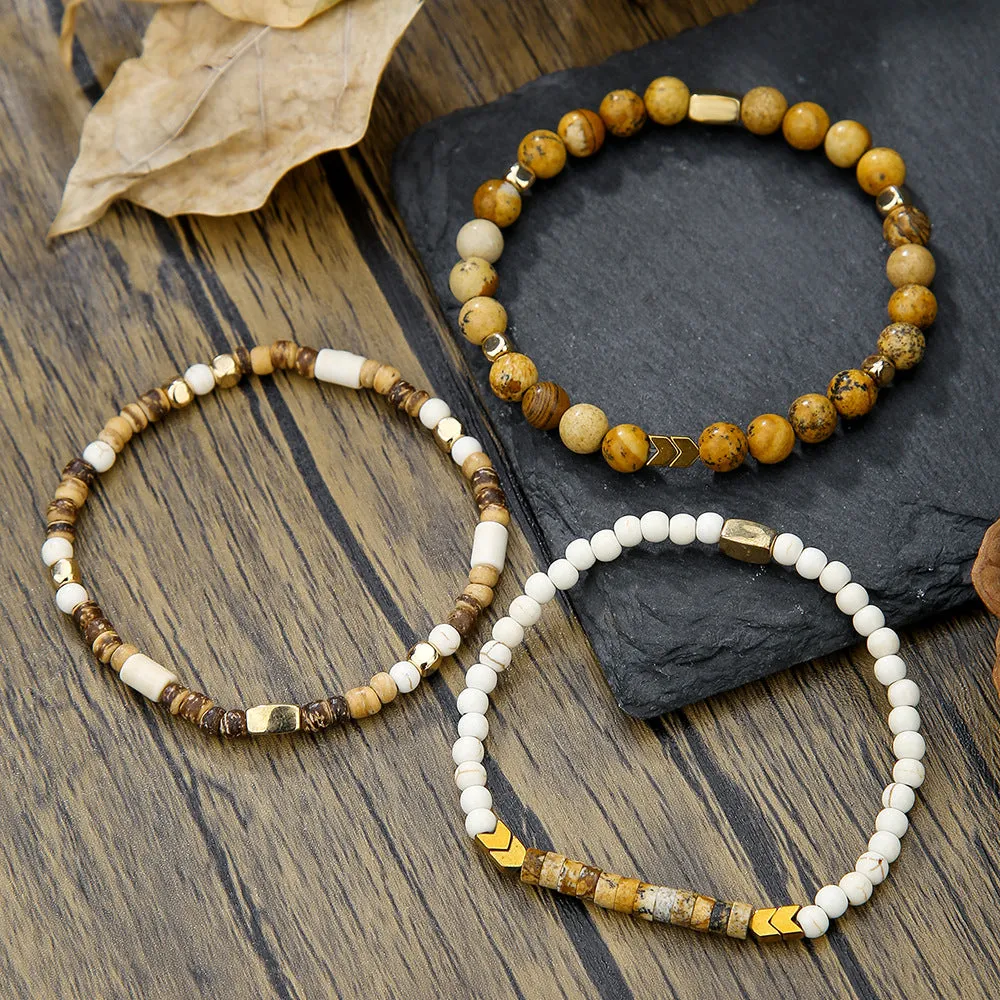 Wholesale New Coconut Shell Wood Chip Multilayer Bracelet Set