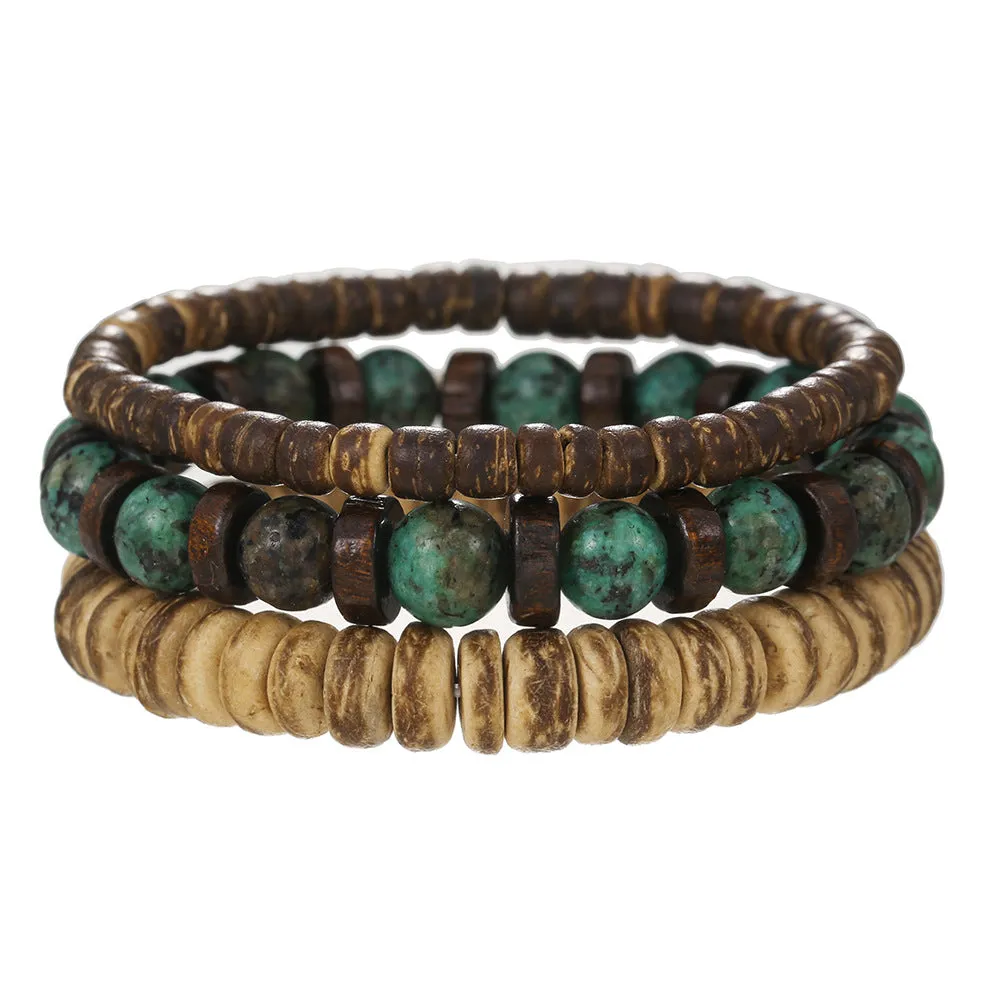Wholesale New Coconut Shell Wood Chip Multilayer Bracelet Set