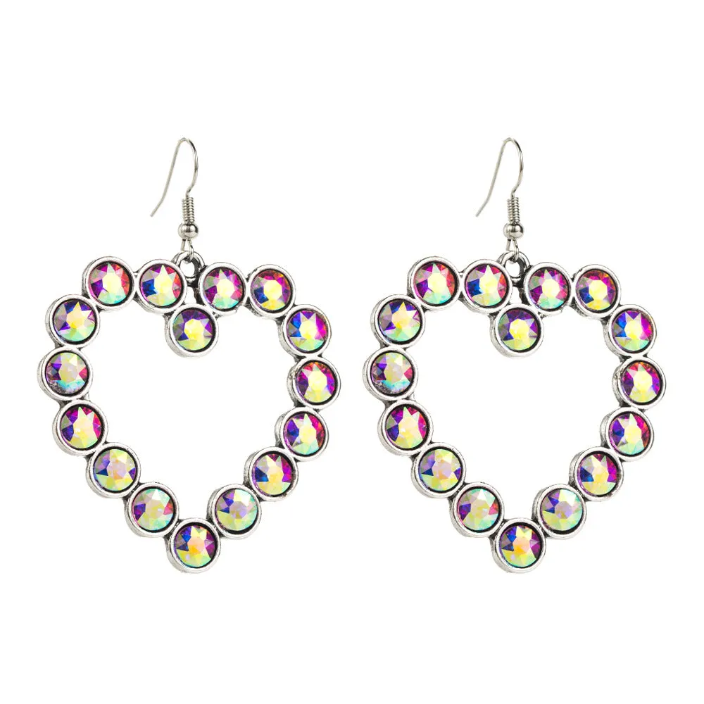 Wholesale New Creative and Fashionable Heart Heart Diamond Cut-out Earrings