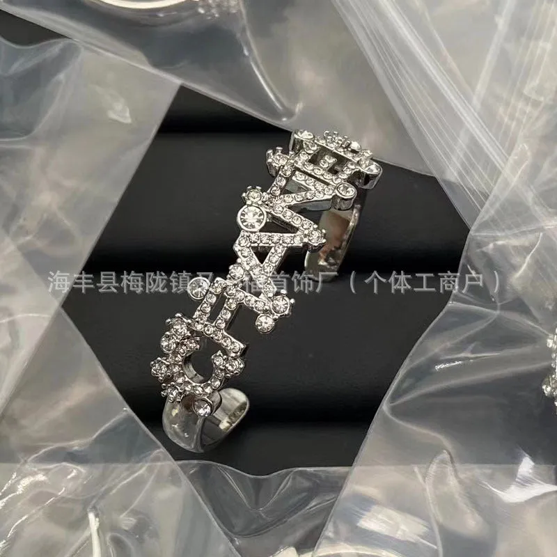 Wholesale New Double C Letter Diamond Piercing Leather Small Chanel Style Bracelet Retro Fashion All-match Bracelet