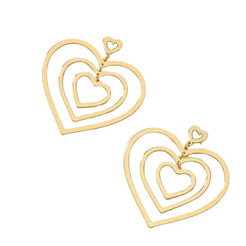 Wholesale New Love Temperament Heart-to-heart Earrings