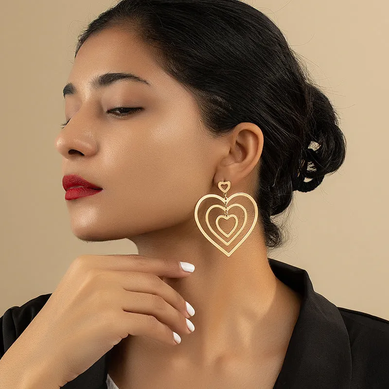 Wholesale New Love Temperament Heart-to-heart Earrings