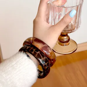 Wholesale  New Resin Geometric Leopard Print Transparent Round Geometric Bracelet Stacked Wristband