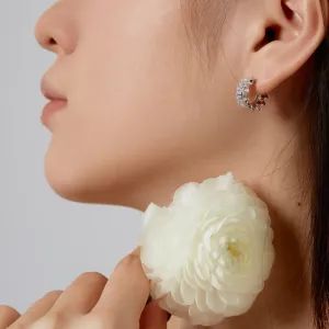 Wholesale New S925 Sterling Silver Women's Pleated Zirconia Inlay Design Earrings