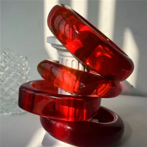Wholesale New Stylish Transparent Red Resin Style Stacked Bracelet
