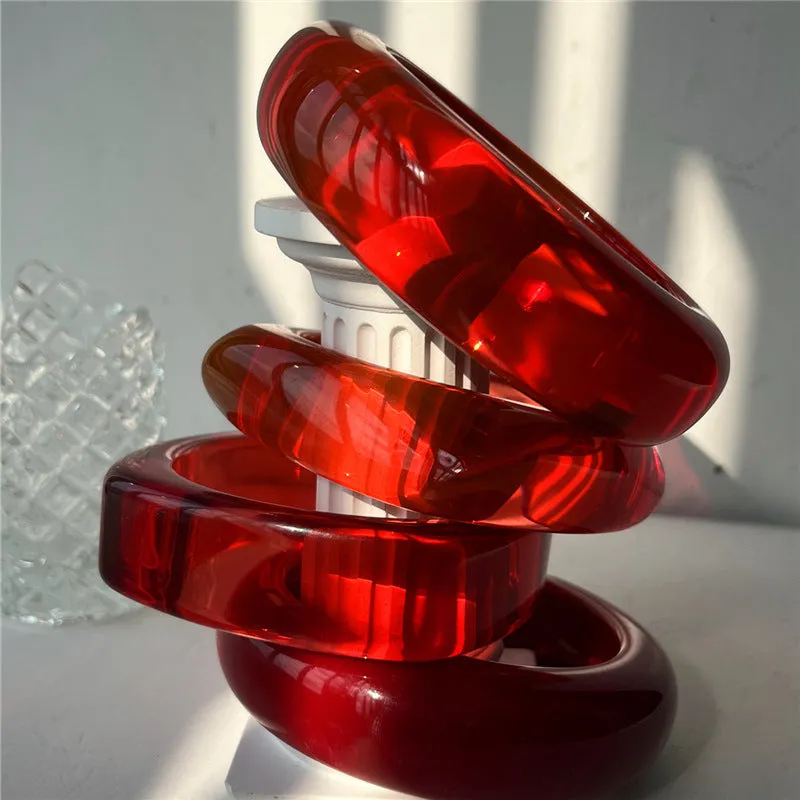 Wholesale New Stylish Transparent Red Resin Style Stacked Bracelet