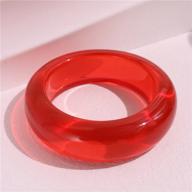 Wholesale New Stylish Transparent Red Resin Style Stacked Bracelet