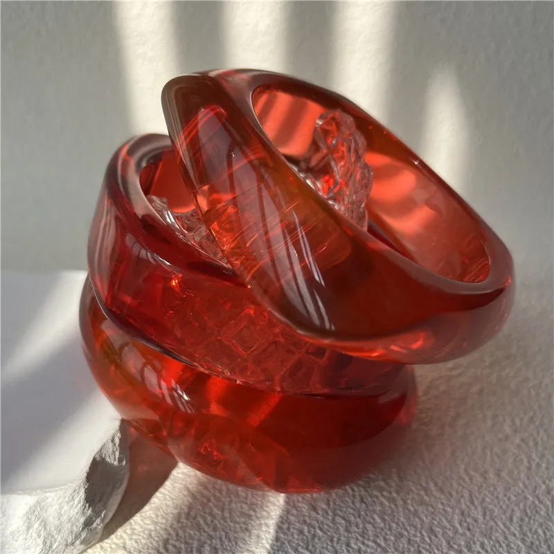 Wholesale New Stylish Transparent Red Resin Style Stacked Bracelet