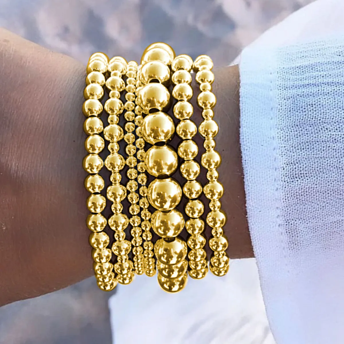 Wholesale Niche creative design temperament beaded bracelet set sweet and cool stacking jewelry