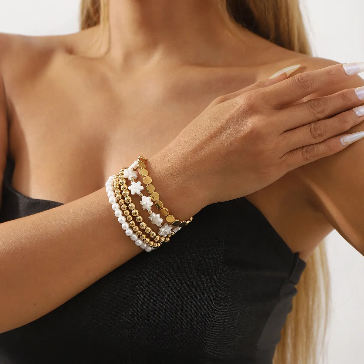 Wholesale Niche Design Pearl CCB Beaded Multi-layer Bracelet