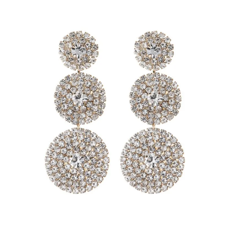 Wholesale Niche Design Snake-shaped Snake Head Full of Diamonds Multi-layer Round Dangling Earrings