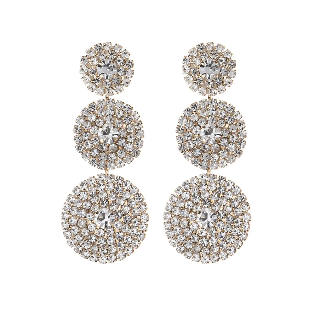 Wholesale Niche Design Snake-shaped Snake Head Full of Diamonds Multi-layer Round Dangling Earrings