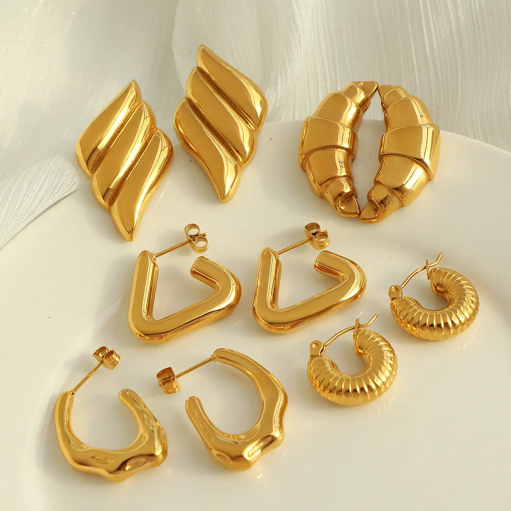Wholesale Niche Diamond Geometric Horn Thread Earrings