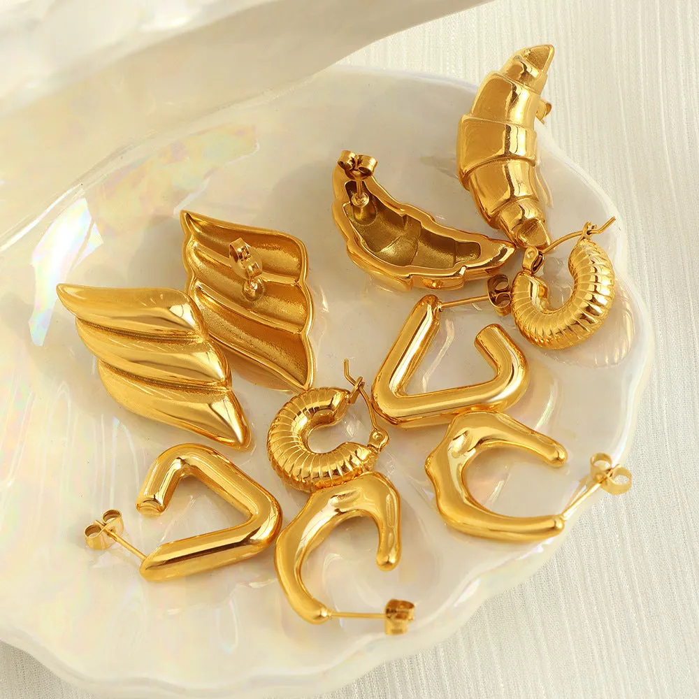 Wholesale Niche Diamond Geometric Horn Thread Earrings