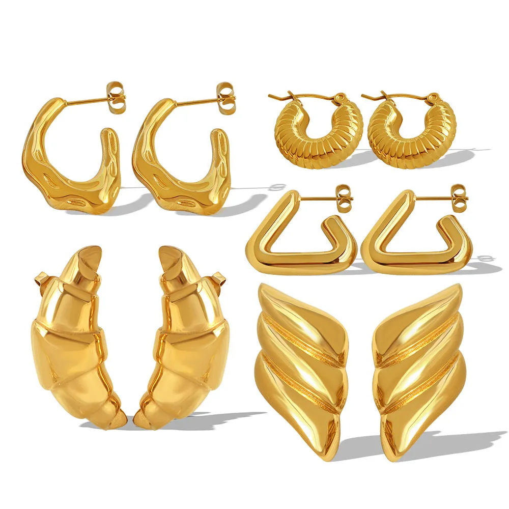 Wholesale Niche Diamond Geometric Horn Thread Earrings