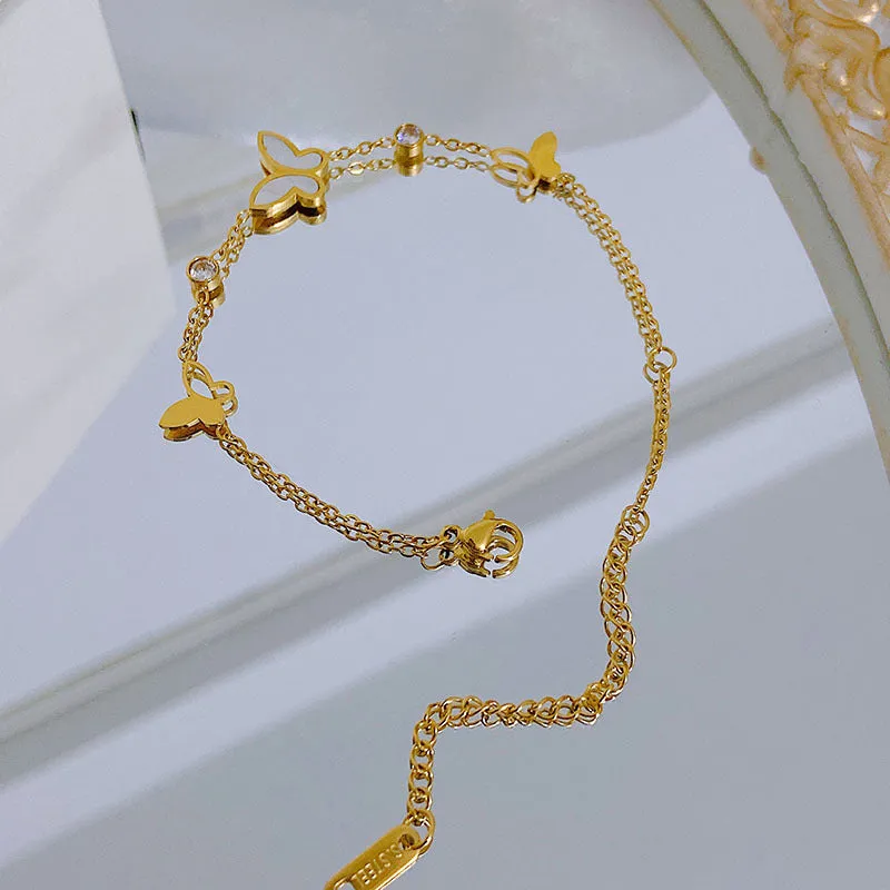 Wholesale non-fading butterfly diamond titanium steel bracelet OLY Exclusive