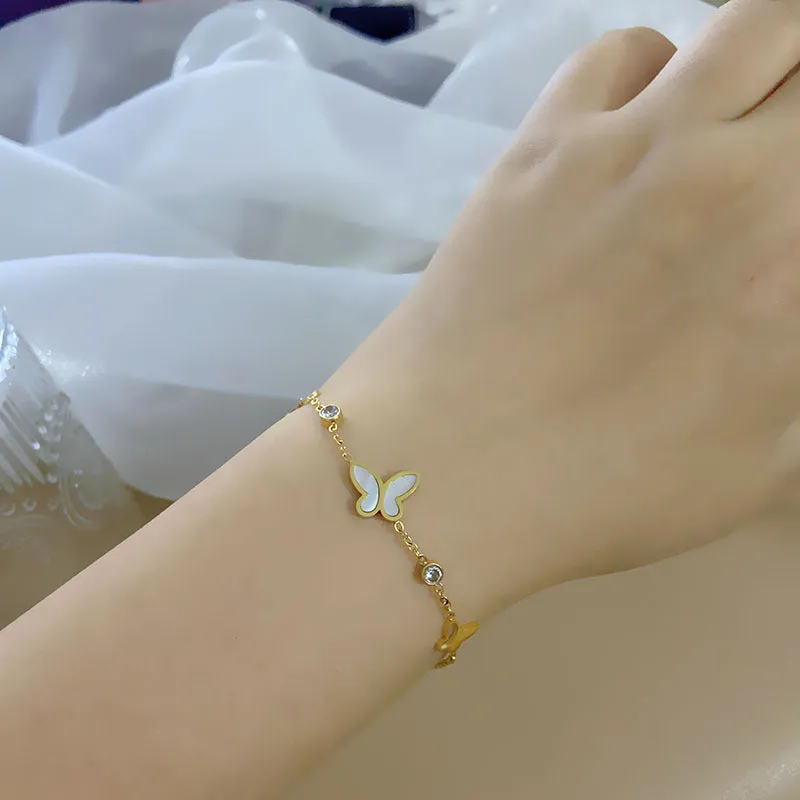 Wholesale non-fading butterfly diamond titanium steel bracelet OLY Exclusive