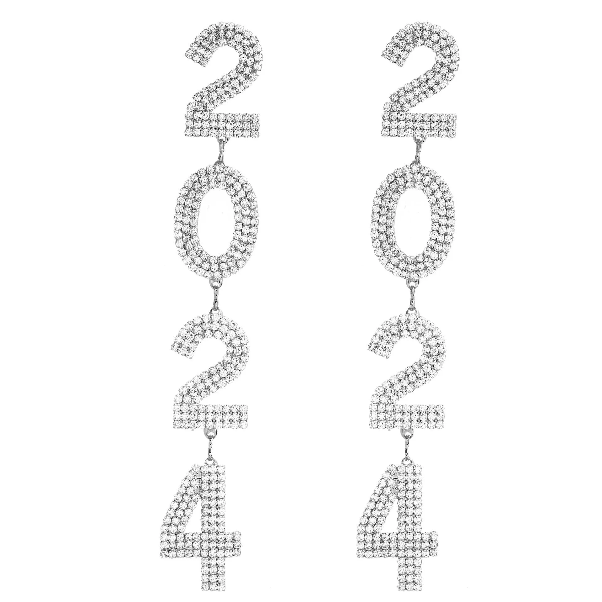Wholesale Numbers 2024 Exaggerated Full Diamond Earrings