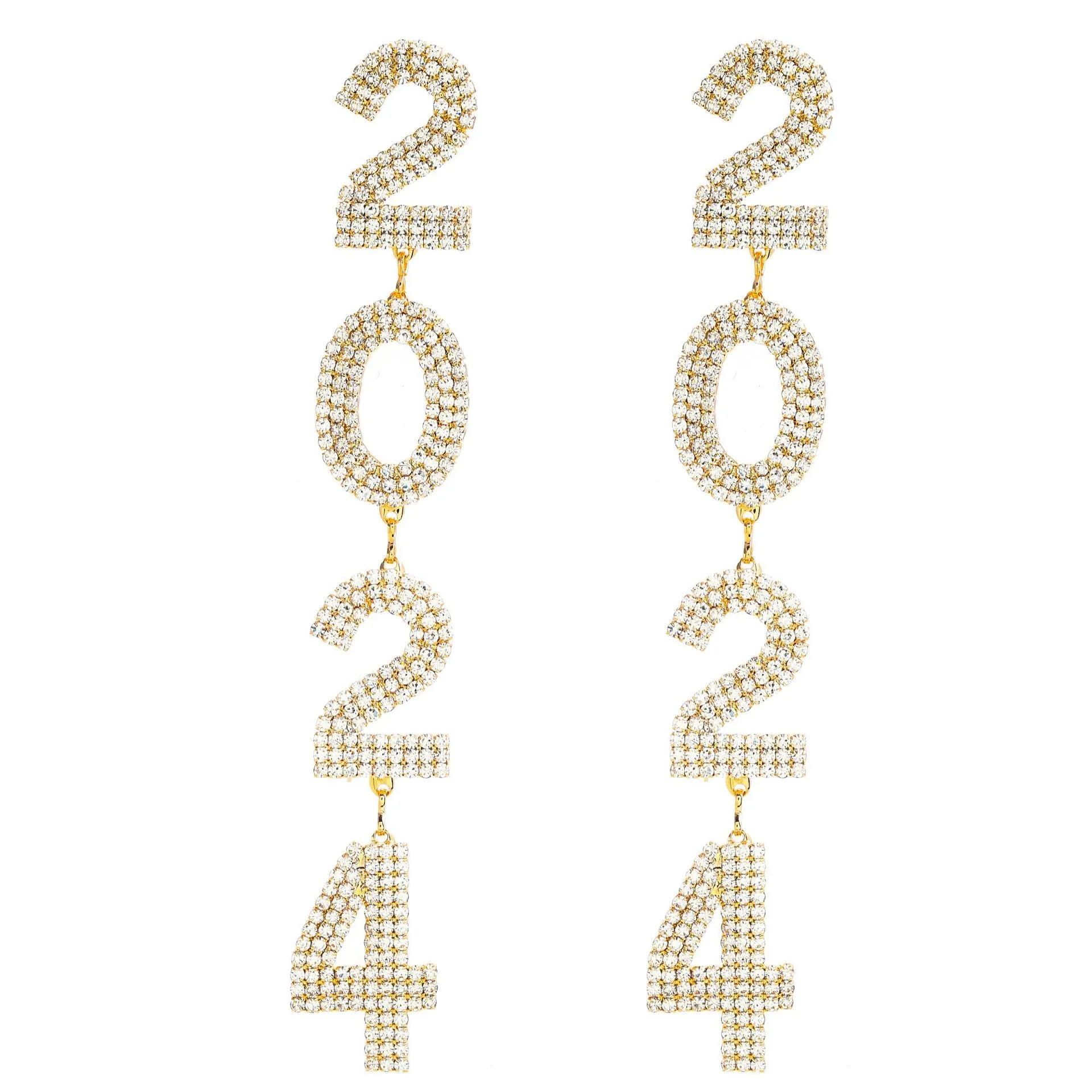 Wholesale Numbers 2024 Exaggerated Full Diamond Earrings